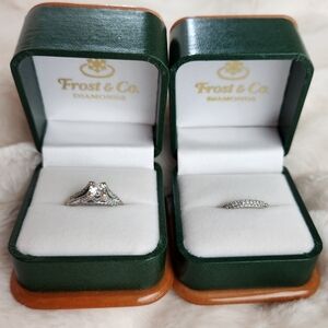 REGO Cathedral Engagement Ring & Wedding Band, White Gold w/Quality Diam…